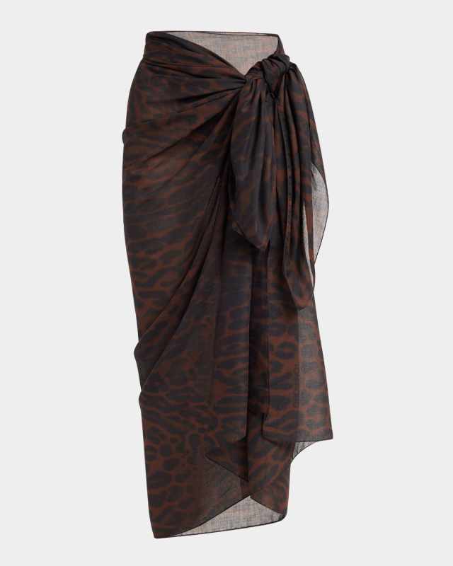 Ocelot-Print Cotton Muslin Pareo